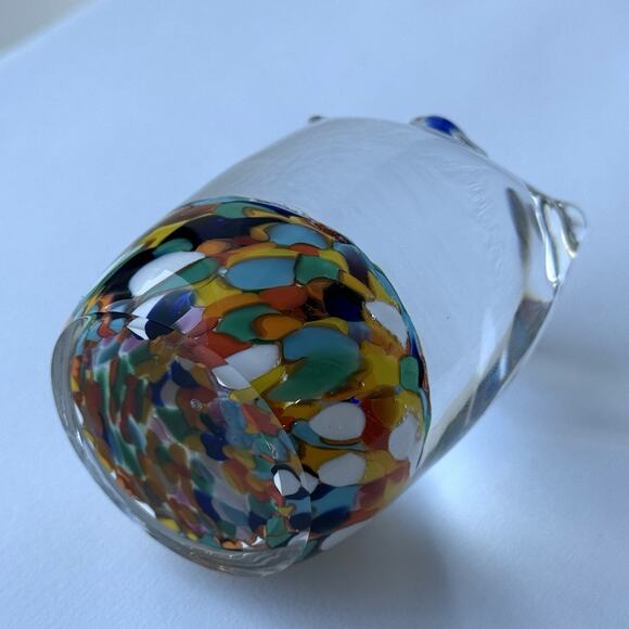 Czech Multicolor in Clear Art Glass Cat Kitten Paperweight Figurine 3" - Picture 8 of 9